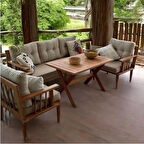 Vizyon Masif Ahşap Bahçe Balkon Takımı Gürgen Ağacı 3+1+1+masa