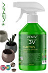 3V Cactus Kaktüs & Sukulent Besini 500 ml + 3 Adet 0.13L Delikli Saksı Seti
