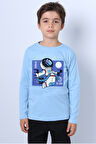 ERKEK ÇOCUK UZUN KOLLU TSHİRT ASTRONOT BASKILI BİSİKLET YAKA B40