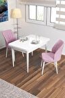 Rovena Lera Beyaz 70x110 Sabit Mdf Mutfak Masası Takımı 2 Adet Sandalye