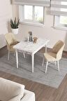 Rovena Lera Beyaz Mermer 70x110 Sabit Mdf Mutfak Masası Takımı 2 Adet Sandalye