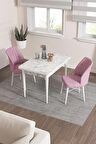 Rovena Lera Beyaz Mermer 70x110 Sabit Mdf Mutfak Masası Takımı 2 Adet Sandalye