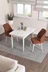 Rovena Lera Beyaz Mermer 70x110 Sabit Mdf Mutfak Masası Takımı 2 Adet Sandalye