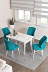 Rovena Lera Beyaz Mermer 70x110 Sabit Mdf Mutfak Masası Takımı 4 Adet Sandalye