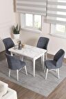 Rovena Lera Beyaz Mermer 70x110 Sabit Mdf Mutfak Masası Takımı 4 Adet Sandalye