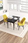 Rovena Lera Siyah Mermer 70x110 Sabit Mdf Mutfak Masası Takımı 2 Adet Sandalye