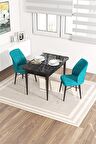 Rovena Lera Siyah Mermer 70x110 Sabit Mdf Mutfak Masası Takımı 2 Adet Sandalye