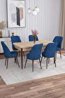 Rovena Bade Meşe 70x114 Açılabilir Mdf Mutfak Masası Takımı 6 Adet Sandalye