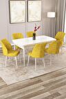 Rovena Lora Beyaz 70x114 Açılabilir Mdf Mutfak Masası Takımı 6 Adet Sandalye