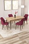 Rovena Lora Meşe 70x114 Açılabilir Mdf Mutfak Masası Takımı 4 Adet Sandalye