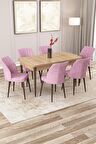 Rovena Lora Meşe 70x114 Açılabilir Mdf Mutfak Masası Takımı 6 Adet Sandalye