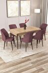 Rovena Lora Meşe 70x114 Açılabilir Mdf Mutfak Masası Takımı 6 Adet Sandalye