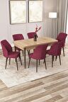 Rovena Lora Meşe 70x114 Açılabilir Mdf Mutfak Masası Takımı 6 Adet Sandalye