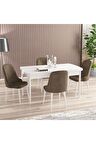 Rovena Amber Beyaz 70X114 Açılabilir Mdf Mutfak Masası Takımı 4 Adet Sandalye