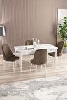 Rovena Amber Beyaz Mermer 70x114 Açılabilir Mdf Mutfak Masası Takımı 4 Adet Sandalye