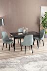 Rovena Amber Siyah Mermer 70x114 Açılabilir Mdf Mutfak Masası Takımı 4 Adet Sandalye
