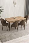 Rovena Talia Meşe 70x114 Açılabilir Mdf Mutfak Masası Takımı 4 Adet Sandalye