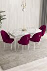 Rovena Talia Beyaz Mermer 70x114 Açılabilir Mdf Mutfak Masası Takımı 4 Adet Sandalye