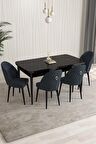 Rovena Talia Siyah Mermer 70x114 Açılabilir Mdf Mutfak Masası Takımı 4 Adet Sandalye