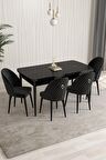 Rovena Talia Siyah Mermer 70x114 Açılabilir Mdf Mutfak Masası Takımı 4 Adet Sandalye