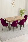 Rovena Liora Meşe 70x114 Açılabilir Mdf Mutfak Masası Takımı 4 Adet Sandalye