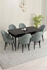 Rovena Liora Siyah Mermer 70x114 Açılabilir Mdf Mutfak Masası Takımı 6 Adet Sandalye