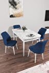 Rovena Mary Beyaz Mermer 70x114 Açılabilir Mdf Mutfak Masası Takımı 4 Adet Sandalye