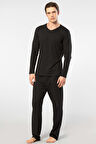 Cacharel Erkek Uzun Kollu Modal Pijama Takımı 2237/Siyah
