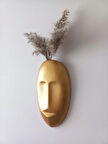 Dekoratif Mask Duvar Vazosu, Duvar Dekoru, Heykel Duvar Süsü, Gold