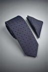 Mozaik Desen Gri Kravat & Mendil