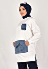 CYLN10560 PUANE İKİ İPLİK KUMAŞ KOT KANGURU CEPLİ SWEATSHIRT