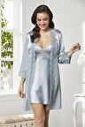Saten Gecelik Sabahlık Pijama Takım Şort Takım 6'lı Gelin Çeyiz Seti - 6010