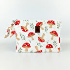 Woodycord Mantar Baskılı Müslin Makyaj Çantası: Doğanın Zarif Dokunuşu