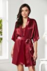 Kadife Saten Dantelli Gecelik Ve Sabahlık Takımı - 4045