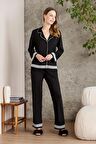 Penye Biyeli - Dantelli Pijama Takımı - 2200