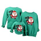 Unisex Yılbaşı Noel Baba Baskılı Sweatshirt Yeşil Tek Fiyatıdır 