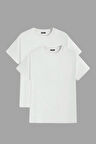 Erkek Slim Fit Dar Kesim Bisiklet Yaka %100 Pamuk 2'li Tişört Paketi BASIC-t-shirt2