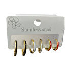 Kadın Çelik 3 Renk 3 Çift Küpe Altın Renk