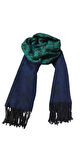 Kazayağı Desenli Yumoş Kışlık Şal Lacivert Yeşil (180*65)