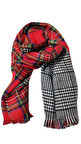 Kadın İskoç Çifttaraflı Kışlık Şal Kırmızı