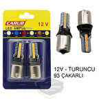 Carub Düz-Çakarlı Park Stop Sinyal Ampulü Tek Duy 12 Led Fren Lambası 12V 93 Turuncu