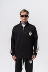 Erkek Şerit Detaylı Yarım Fermuarlı Modal Sweatshirt Siyah