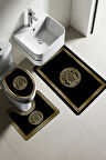 Modern Desenli Dijital Baskı 3’lü Banyo Paspas Takımı Yıkanabilir Kaymaz Tabanlı Klozet Takımı KLZ0043