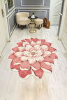 Pembe Lazer Çiçek Desenli Dijital Baskı Kaymaz Tabanlı Halı H0432