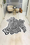 Siyah Beyaz Çizgili Desen Lazer Kesim Dijital Baskı Kaymaz Tabanlı Halı H0836