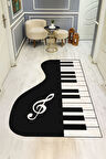 Piano Desenli Lazer Kesim Dijital Baskı Kaymaz Taban Halı H0448