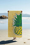 Dijital Baskı Plaj Deniz Havlusu Ananas Desenli Peştamal HVL0097