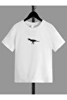 Ünisex Rahat Kalıp Pamuklu Baskılı Beyaz Çocuk T-shirt