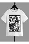 Ünisex Rahat Kalıp Pamuklu Baskılı Beyaz Çocuk T-shirt