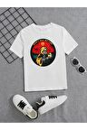 Ünisex Rahat Kalıp Pamuklu Baskılı Beyaz Çocuk T-shirt